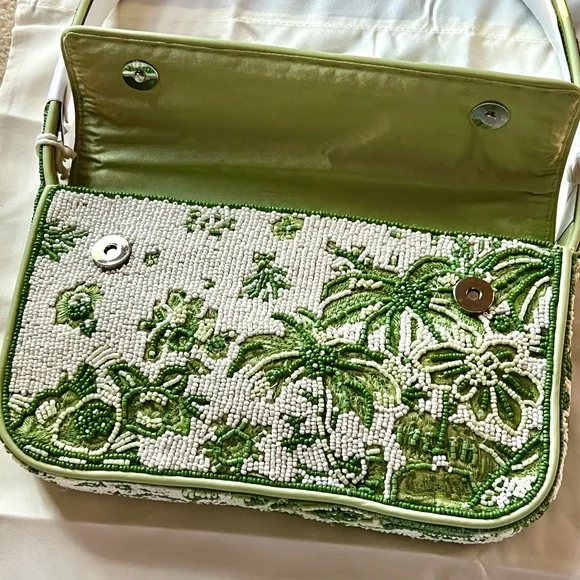 NWT Staud Beaded Tommy Shoulder Bag Clover Toile π Rare Find π - Picture 8 of 16